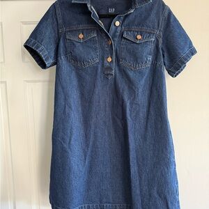 GAP Blue Denim Shirt Dress with Button Accents